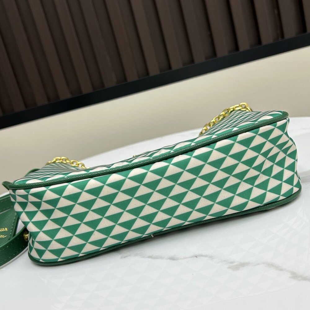 Prada Green & White Geometric Shoulder Bag - Picture 6 of 7